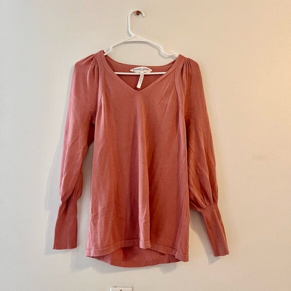 APIECE APART Women's Pink V-Neck Puff Sleeve Knit Sweater Sz XS - Picture 6 of 8